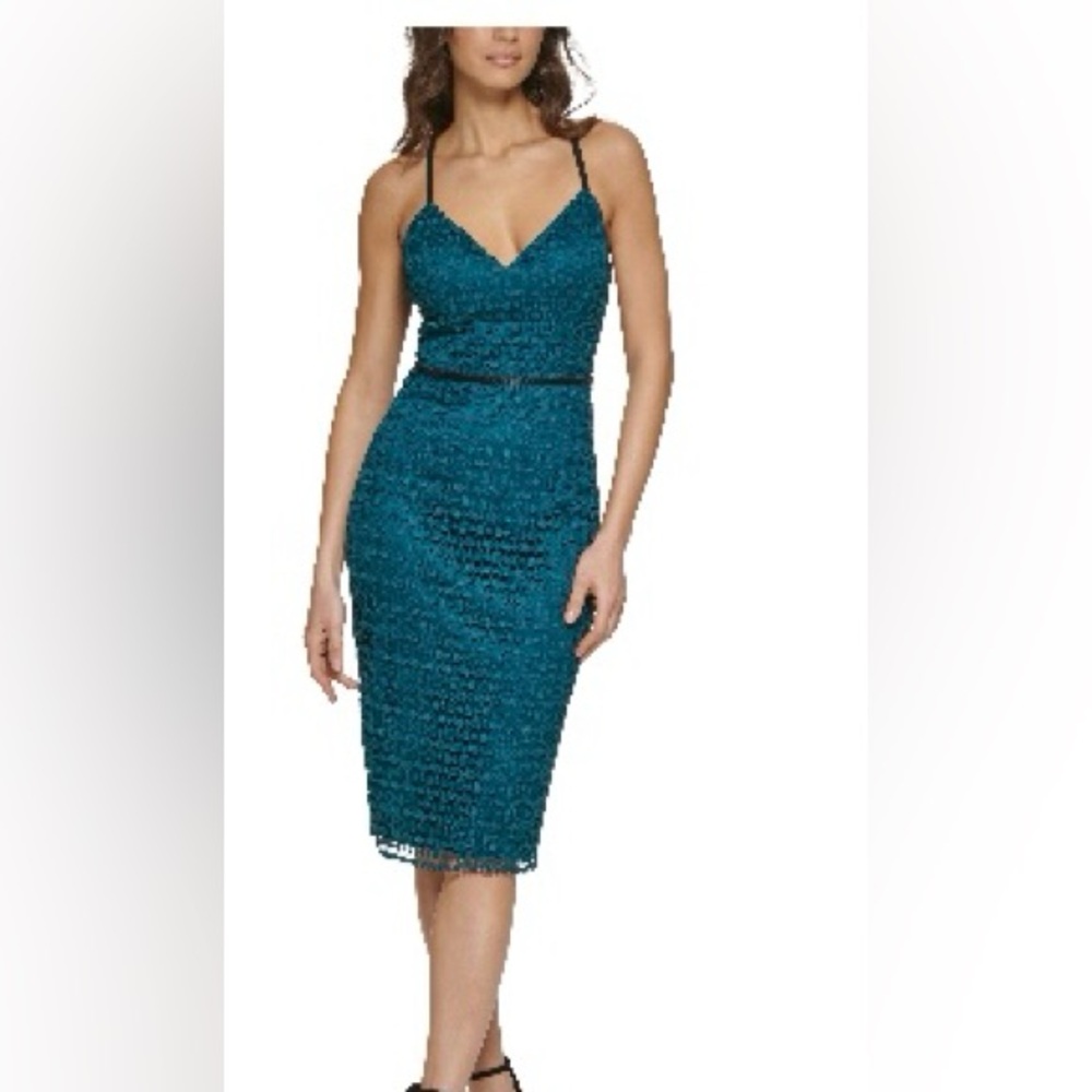 Guess size 16 teal bodycon geometric dress